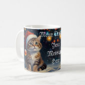 Mug Chaton de Noël festif avec Santa Hat (Devant gauche)