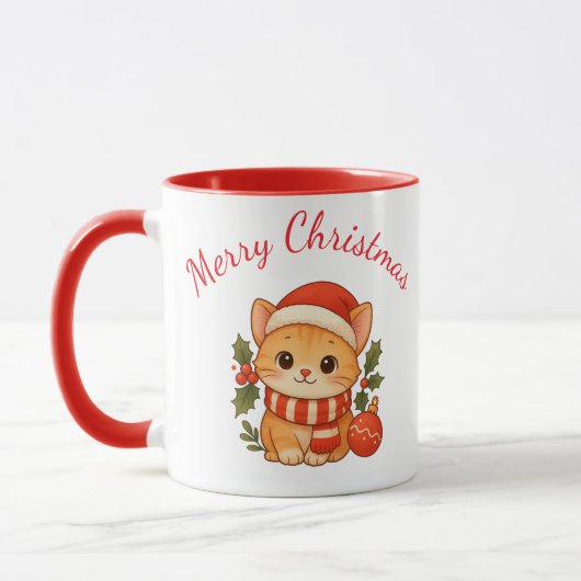 Mug Chaton de Noël Mignon  (Gauche)