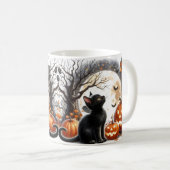 Mug Chaton Halloween Citrouille et Fantôme Mignon (Devant droit)