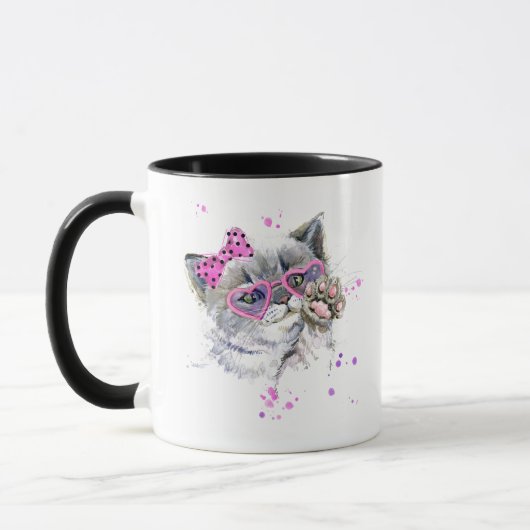 Mug Chaton mignon d'aquarelle (Gauche)