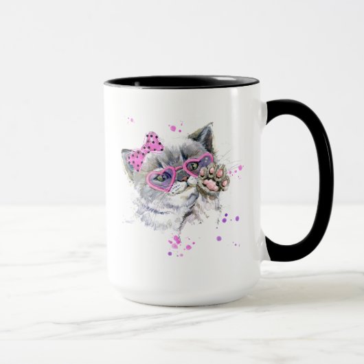 Mug Chaton mignon d'aquarelle (Droite)