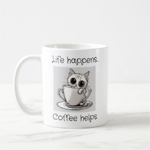 Mug Chaton Mignon La Vie Arrive Le Café Aide