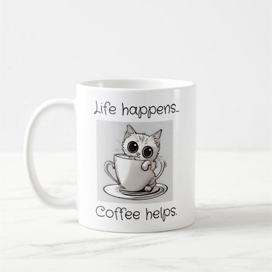 Mug Chaton Mignon La Vie Arrive Le Café Aide (Gauche)