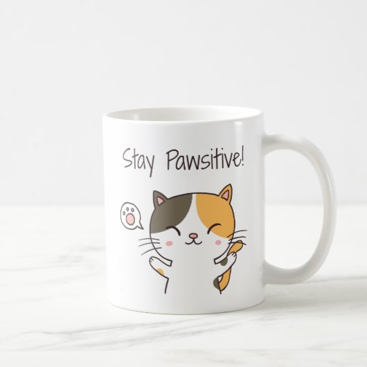 Mug Chaton Mignon Restez Pawsitif Pun (Droite)