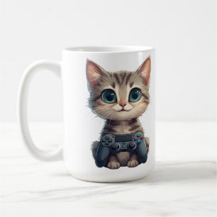 Mug Chaton mignon tenant une manette de jeu Chat joueu