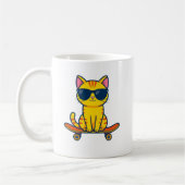 Mug Chaton Planche à Roulettes Mignon – Café Drôle (Gauche)