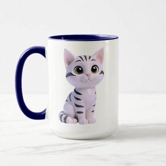Mug Chaton rayé blanc adorable (Gauche)