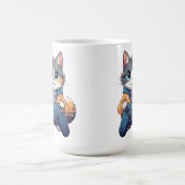 Mug Chaton tenant une manette de jeu et souriant Chat (Centre)