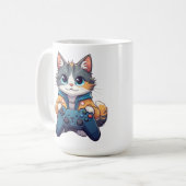 Mug Chaton tenant une manette de jeu et souriant Chat (Devant gauche)