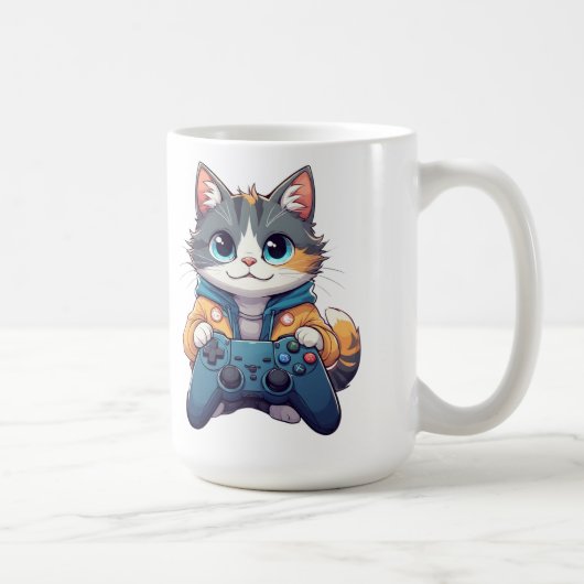 Mug Chaton tenant une manette de jeu et souriant Chat (Droite)
