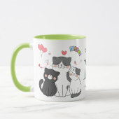 Mug Chatons Adorables Thème Monogramme Meow Coeurs (Gauche)