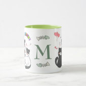 Mug Chatons Adorables Thème Monogramme Meow Coeurs (Centre)
