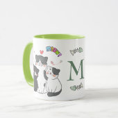 Mug Chatons Adorables Thème Monogramme Meow Coeurs (Devant gauche)