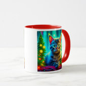 Mug Chatons gris mignons avec arbres de Noël (Devant droit)