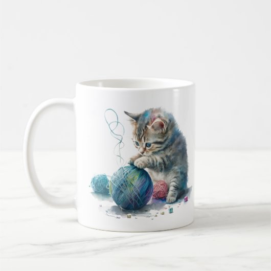 Mug Chatons Jouer avec une balle de fils (Gauche)