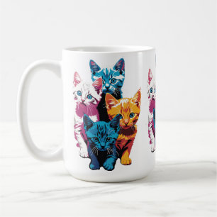Mug Chatons Vibrants dans le Style de l'Art Pop