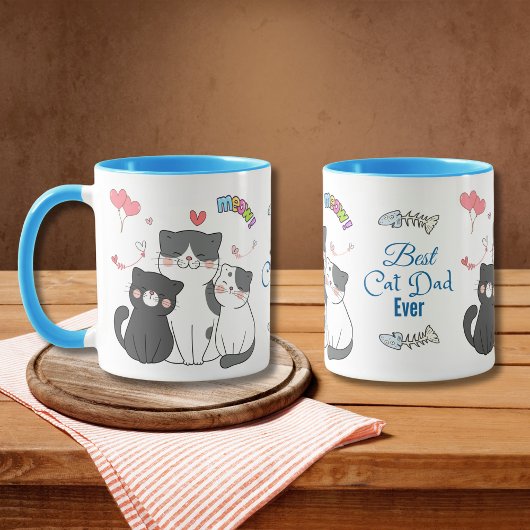 Mug Chats adorables Meow avec Coeurs Meilleur Chat Pap
