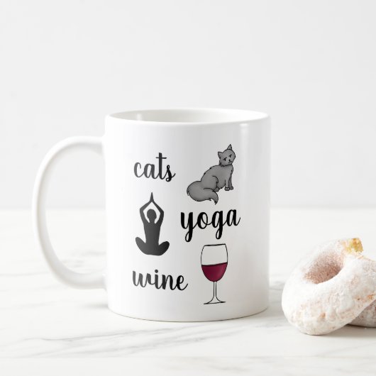 Mug Chats amusants Amateur de vin de Yoga (Avec donut)