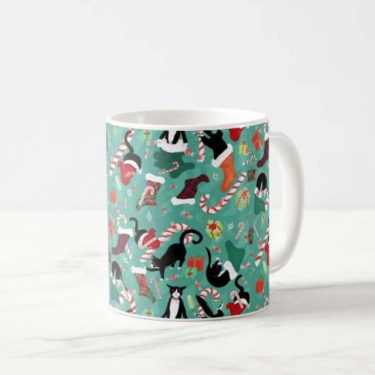 Mug Chats amusants bas de Noël (Devant droit)