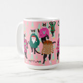 Mug Chats amusants dans des pulls de Noël moches, rose (Devant gauche)