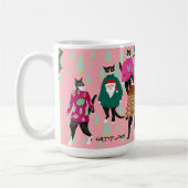 Mug Chats amusants dans des pulls de Noël moches, rose (Gauche)