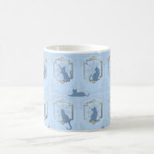 Mug Chats Art Déco Élégants - Bleu (Centre)