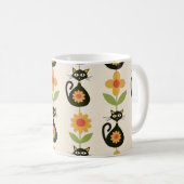 Mug Chats atomiques de milieu de siècle avec des fleur (Devant droit)