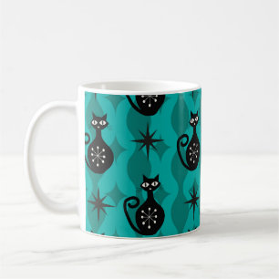 Mug Chats atomiques noirs du milieu du siècle sur Ogee