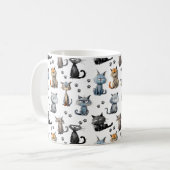 Mug Chats Avec Grumpy Scowling Visages Motif Avec Nom (Devant gauche)