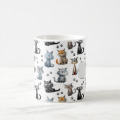 Mug Chats Avec Grumpy Scowling Visages Motif Avec Nom (Centre)