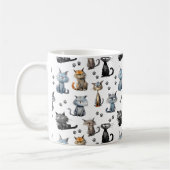 Mug Chats Avec Grumpy Scowling Visages Motif Avec Nom (Gauche)