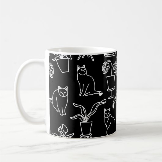 Mug Chats blancs en noir (Gauche)