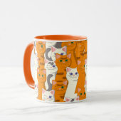 Mug Chats blancs et gingembre motif yeux verts yeux bl (Devant gauche)