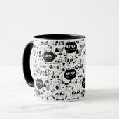 Mug Chats blancs noirs face motif (Devant gauche)