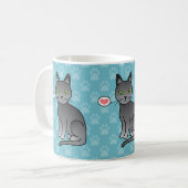 Mug Chats Bleus Russes Avec des Cœurs sur Fond Bleu (Devant gauche)