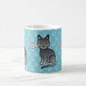 Mug Chats Bleus Russes Avec des Cœurs sur Fond Bleu (Centre)