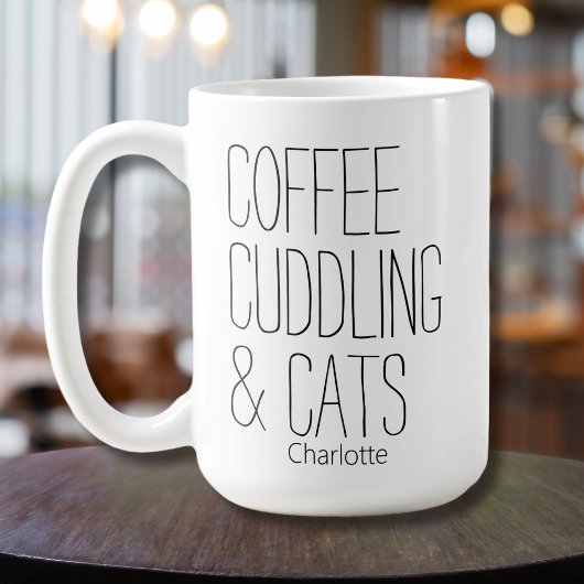 Mug Chats câlins au café Création de nom modifiable