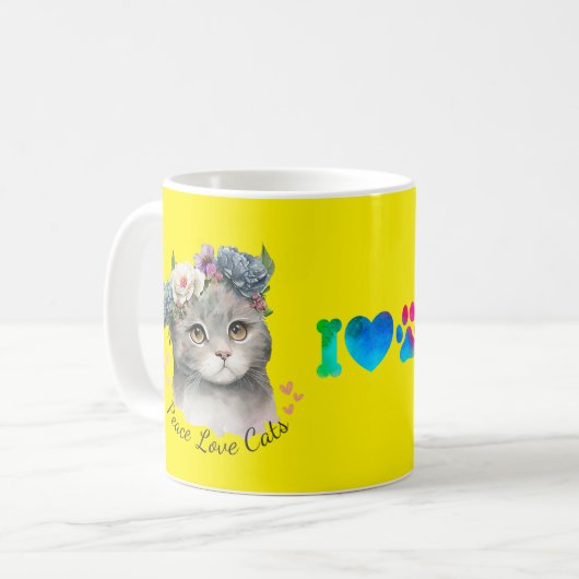 Mug chats classiques Peace love chats (Devant gauche)