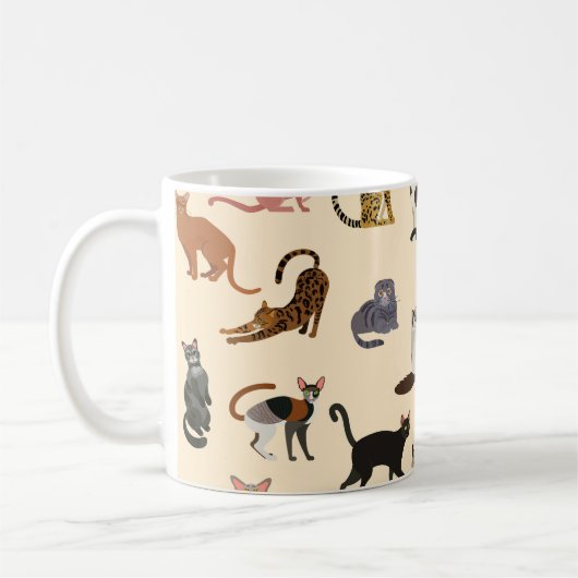 Mug Chats colorés : Différentes races Motif (Gauche)