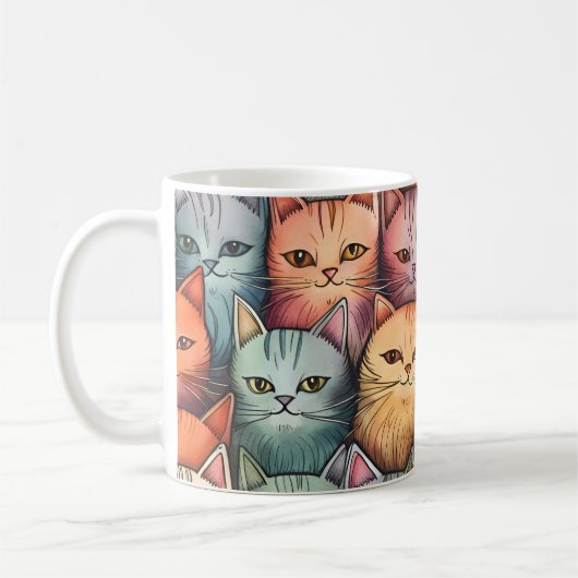 Mug Chats colorés Doodle lunatique (Gauche)