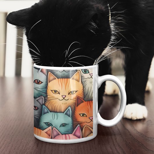 Mug Chats colorés Doodle lunatique