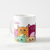 Mug Chats colorés mignons Personnalisés (Devant gauche)