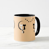 Mug Chats Couple Noir & Blanc Sous Crescent Moon (Devant droit)