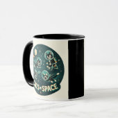 Mug Chats dans l'espace UFO humour drôle kitty (Devant gauche)