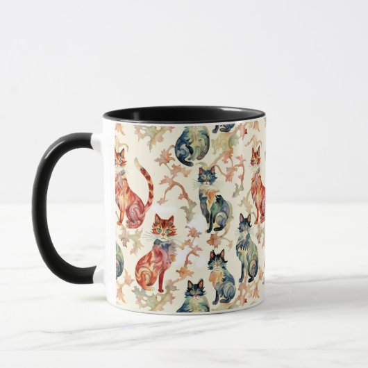 Mug Chats dans un Motif d'aquarelle chinois (Gauche)
