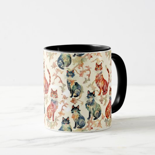 Mug Chats dans un Motif d'aquarelle chinois (Devant droit)