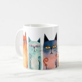 Mug Chats d'aquarelle orange rose rose bleu Turquoise (Devant gauche)