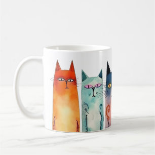 Mug Chats d'aquarelle orange rose rose bleu Turquoise