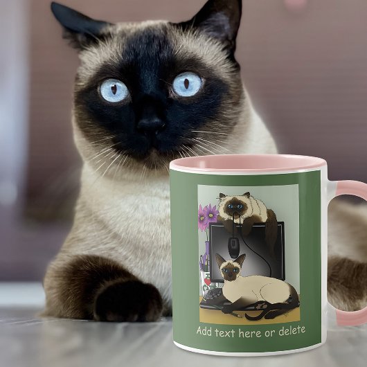 Mug Chats de Bureau Informatique Siamois Drôle de Méfa
