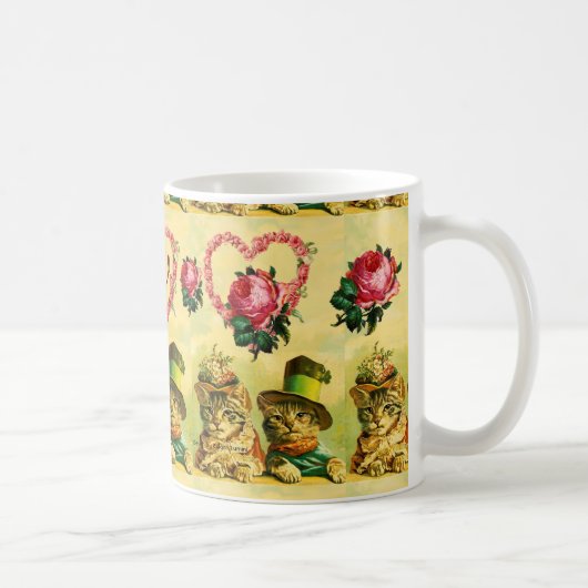 MUG CHATS DE JOUR DE LA VALENTINE AVEC COEUR ROSE ROSE (Droite)